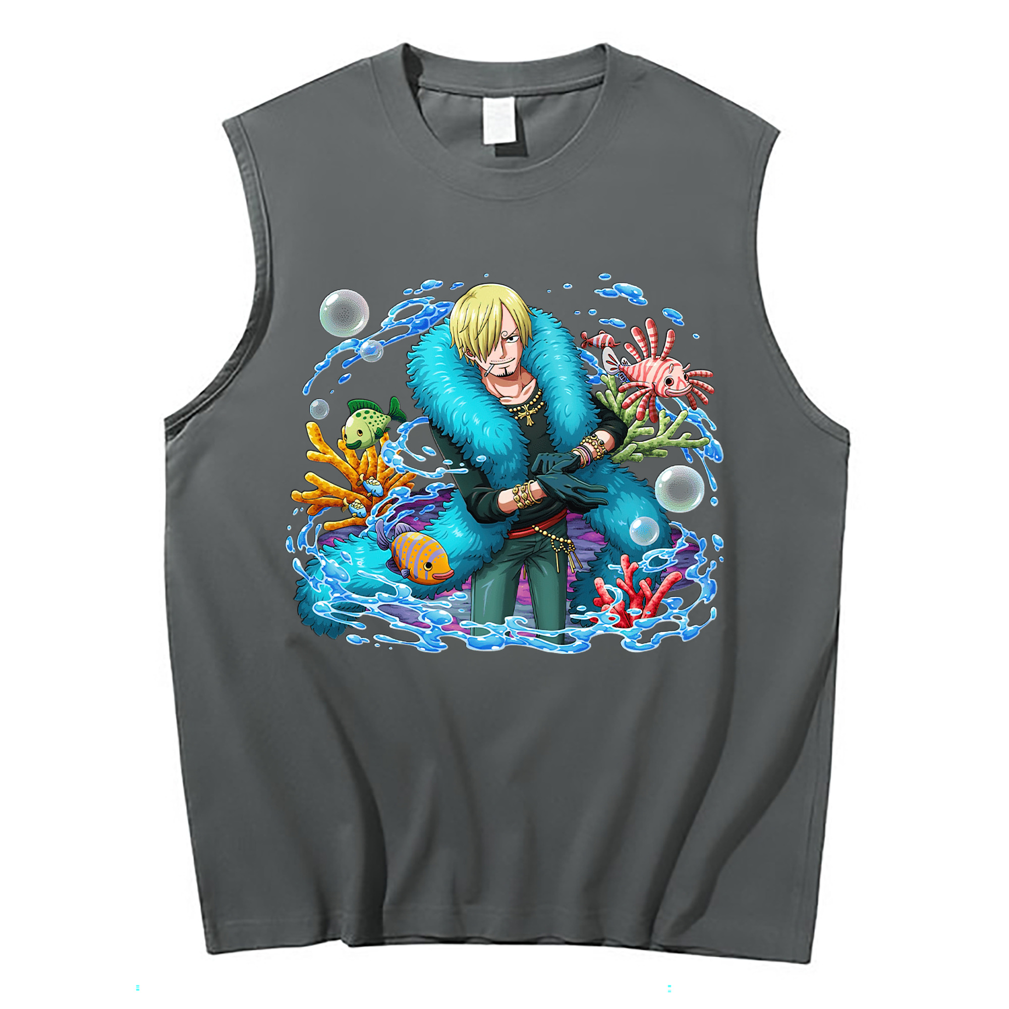 （画像用） ワンピース サンジ ONE PIECE Sanji コットン100％タンクトップ（フロントプリント）